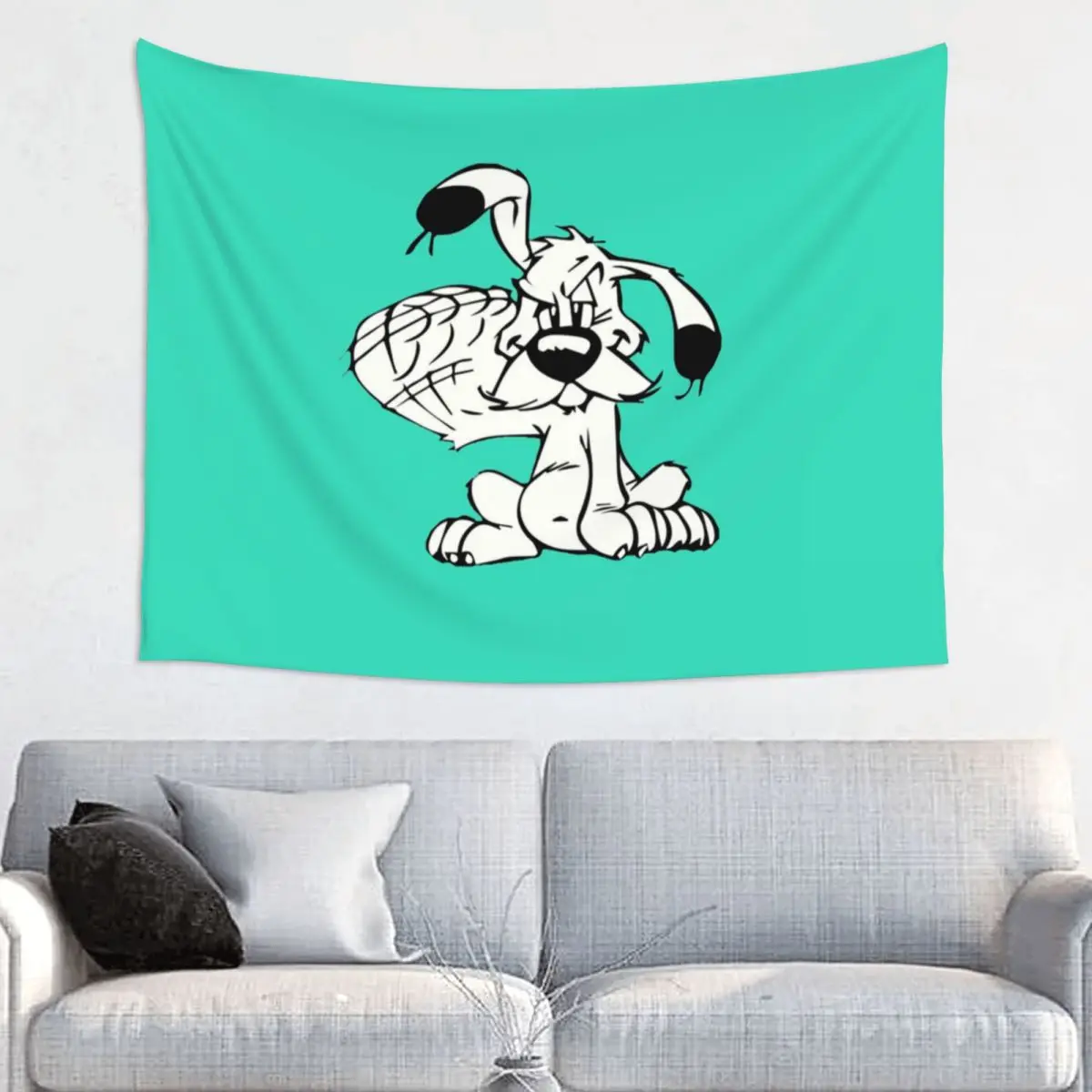 Custom Manga Asterix And Obelix Dogmatix Tapestry Hippie Room Decor Cute Dog Tapestries Wall Hanging for Bedroom Home Decoration