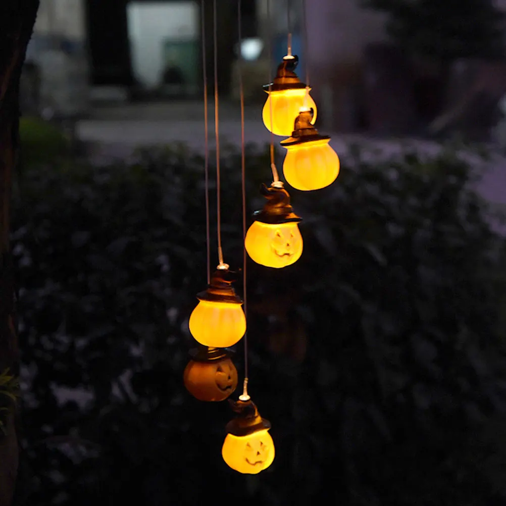 

Pumpkin Lantern Decoration Ornament Solar Lamp Led Wind Chime Light Lights Windchimes Plastic Powered Outdoor