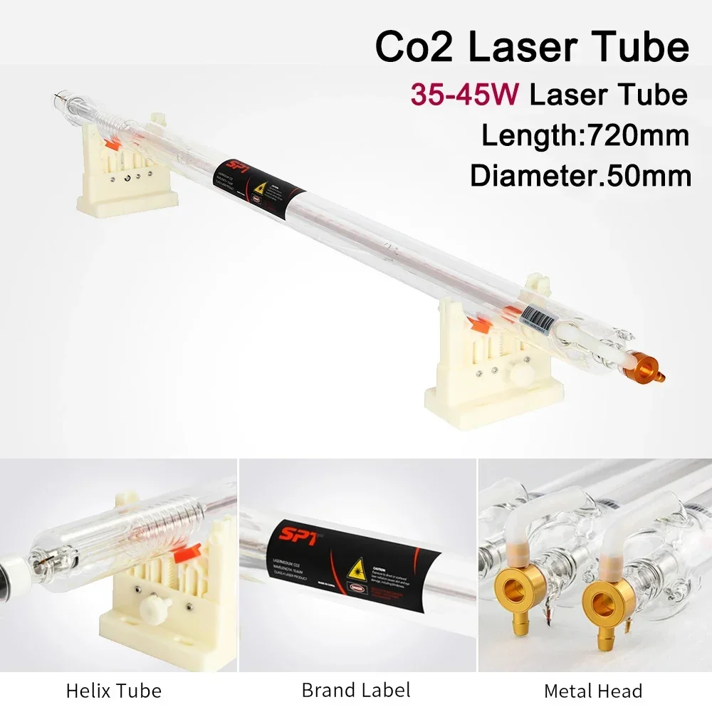 

HAOJIAYI 40W Co2 Laser Upgraded Metal Head Tube 720MM Glass Pipe Lamp for CO2 Laser Engraving And Cutting Machine