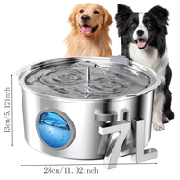 7L Large Capacity Stainless steel Cat Dog Pet Drink Fountain With Water Level Window Silent Water Pump Dispenser USB Water Bowl