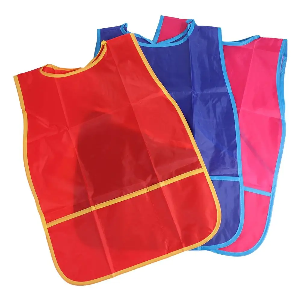 Kids Aprons Waterproof Baby Bibs Toddler Feeding Apron Kids Art Smock Painting Aprons with 3 Pockets Baby Clothes Protector