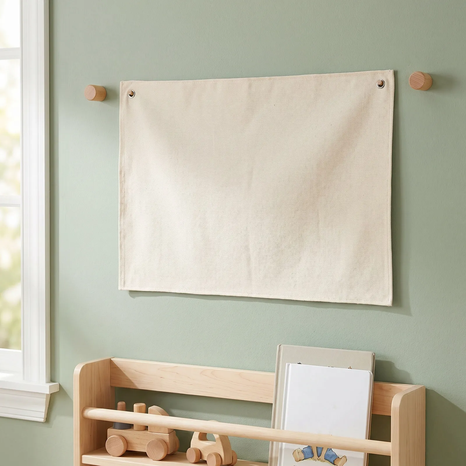 Canvas Banner Hanging Flag Nursery Canvas Art Large 24.7in Paintable Wall Hanging Flag Decor Toddler Room Playroom Decor
