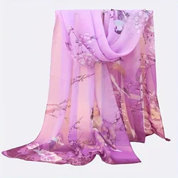 2024 Fashion Printed Floral Chiffon Hijab Scarf Women Pareo Lady Bandanas Beach Towels Summer Muslim Veil Wrap Female Foulard