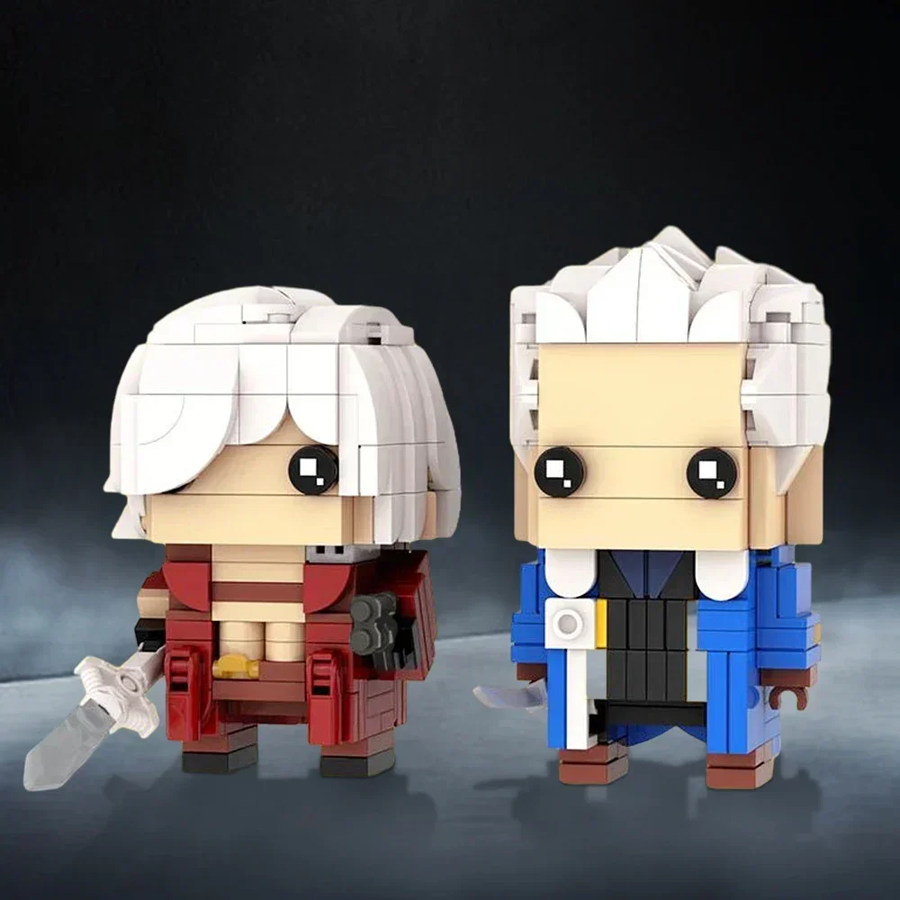 Gobricks MOC Dante & Vergil Brickheadz Model Bricks Devil May Cry Building Blocks Set Educational Toys For Birthday Gift