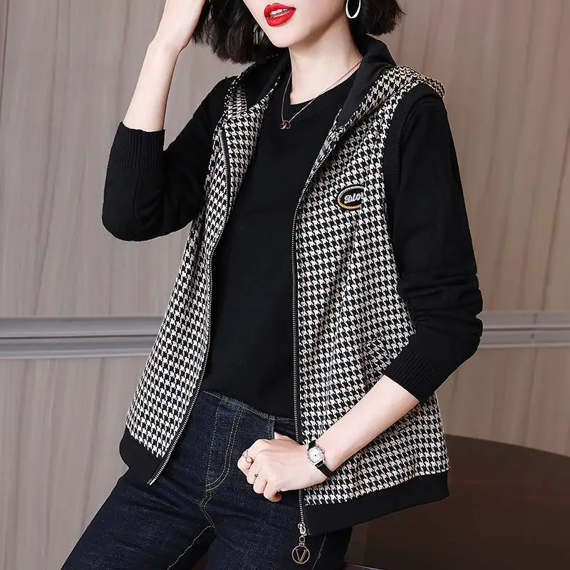 Women's Spring Autumn Plaid Vest Outerwear 2025 New Sle Mom's Faionable Oversize Versatile Cheered Jaet Top