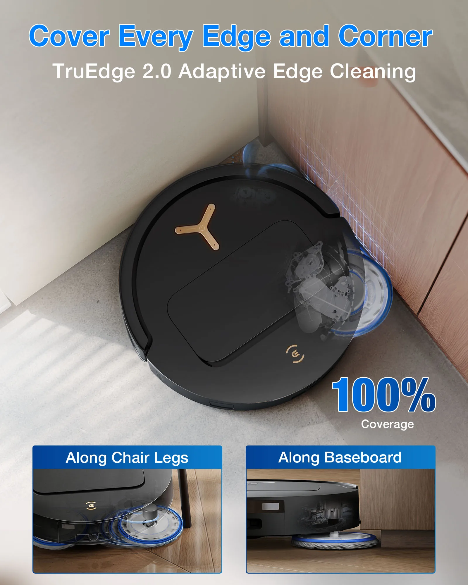 ECOVACS DEEBOT T50 PRO Omni Gen3 Care Kit, Robot Aspirador con Función de Mopa, 25,000 Pa, AIVI 3D 3.0, Adición Automática de Solución de Limpieza, Limpieza de la Mopa a 75°C ° Secado con Aire Caliente, Ultrafino, 81mm 4