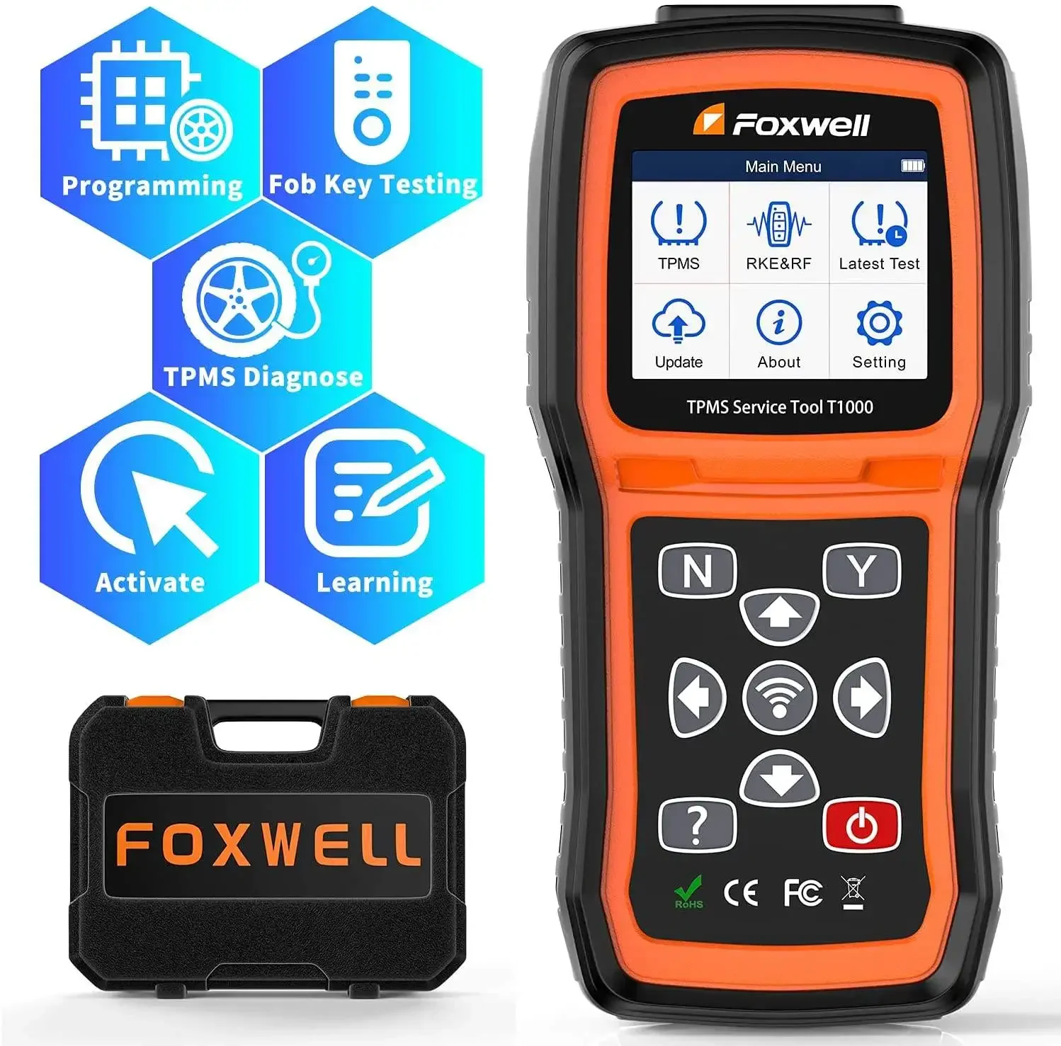 T2000WF TPMS Programming Service Tool FOXWELL Universal Car Health Check Tire Pressure Monitor System Diagnostic Scanners