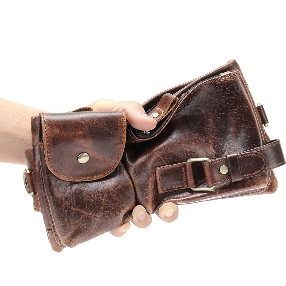 WESTAL Men's Bag Belt Leather Banana Bag Man Belt Male Shoulder Bag Man Belt Pouch Thigh Bags for Man Man's Waist Bag 9080