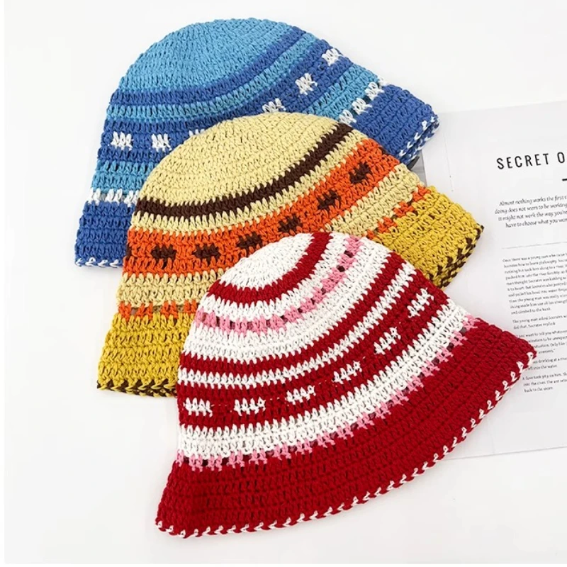 เกาหลีแฟชั่นตัดกันลายถักหมวกผู้หญิงฤดูใบไม้ผลิและฤดูร้อนอเนกประสงค์ครีมกันแดด Breathable ผู้ชายหมวก