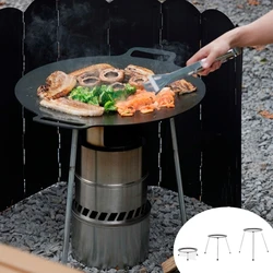 Outdoor Barbecue Tray Bracket Stainless Steel Frying Pan Stand Camping Adjustable Tripod Portable BBQ Grill Pan Holder New