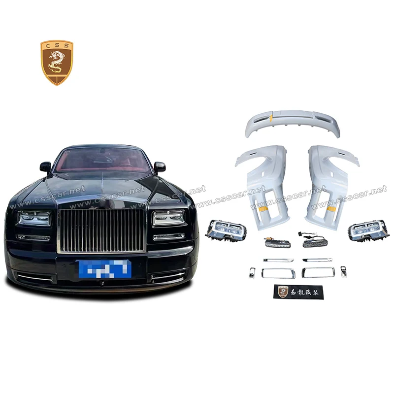 For Rolls Royce Phantom 6th To New 7th FRP Material Front Bumper Assembly LED Straight In Line Connection Headlamp Side Fenders