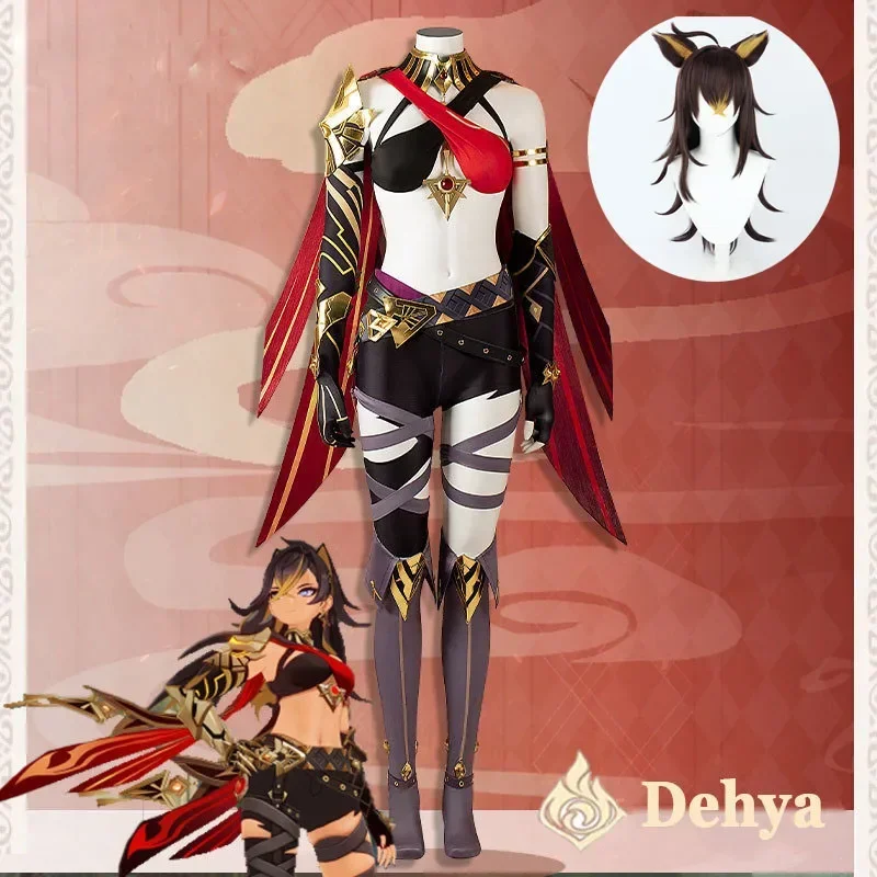 Genshin Impact Dehya Cosplay Costume Game Genshin Impact Dehya Wig Ear Cosplay Halloween Woman Costume New