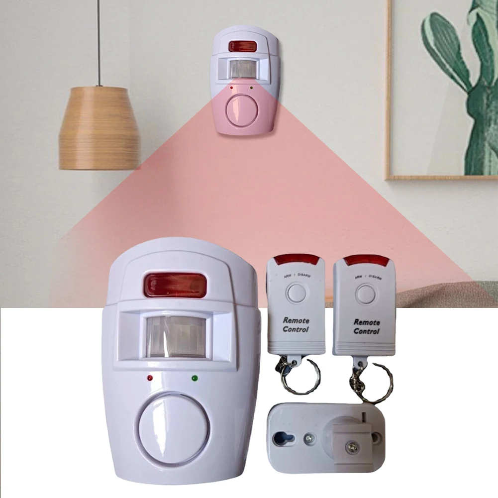 Wireless Motion Sensor Alarm with 2 Remote Controls PIR Alert Infrared Sensor Alarm Battery-powered Home Security System