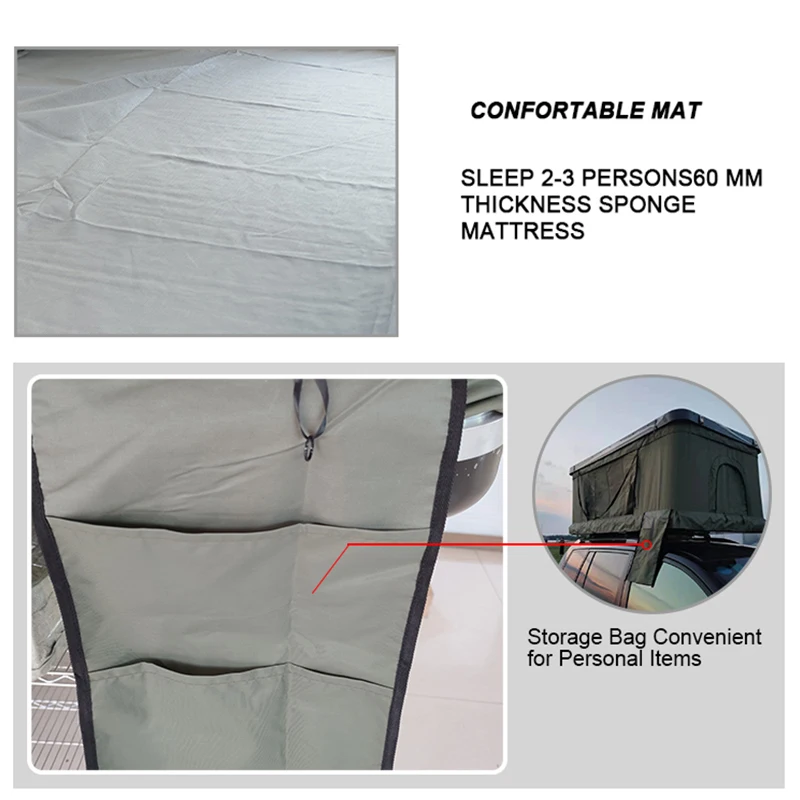 Outdoor camping pop up car roof top tent hard shell 3-4 people box suv rooftop tent for hiking