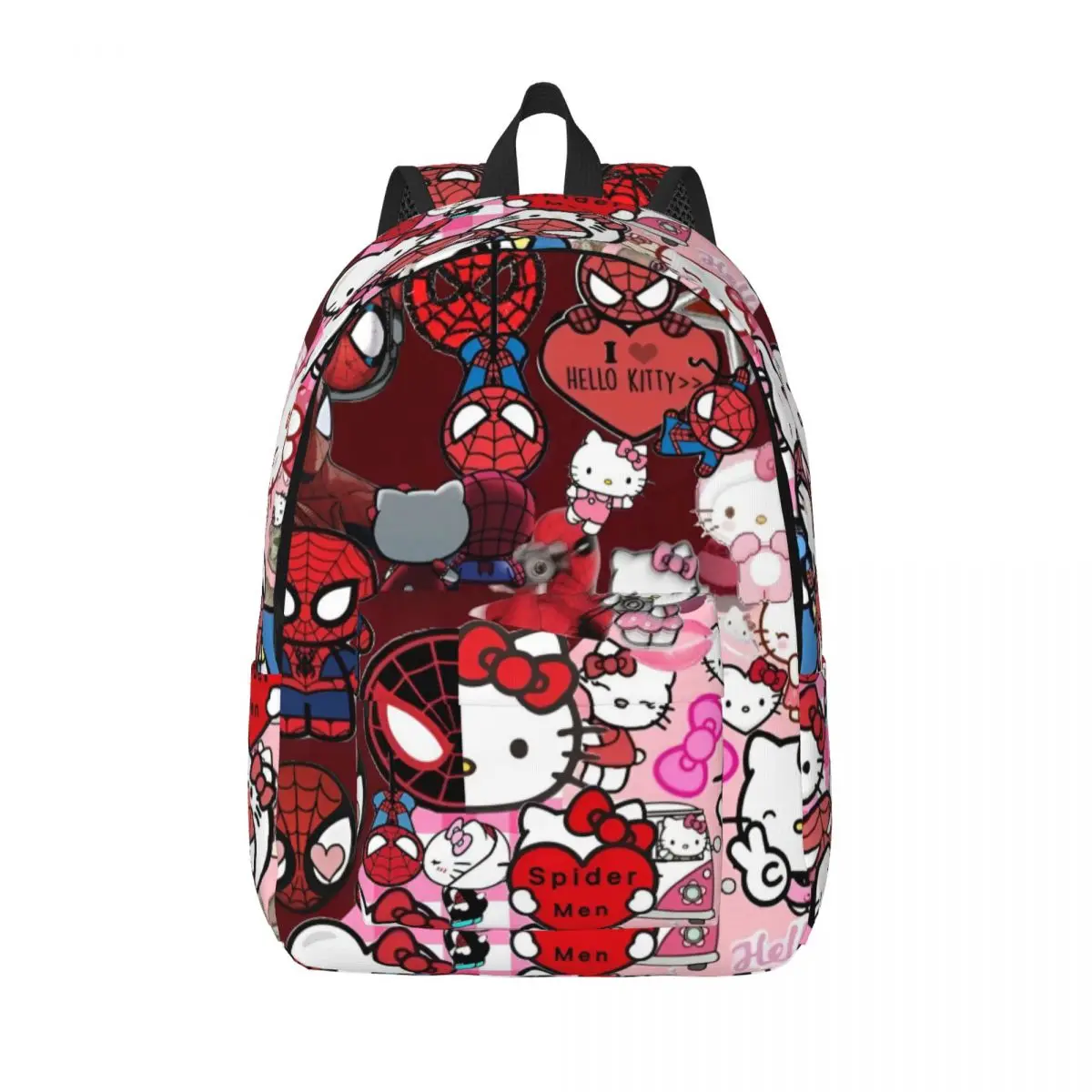 

Hello Kitty Spiderman Collage Backpack Middle High College School Student Bookbag Teens Daypack Outdoor