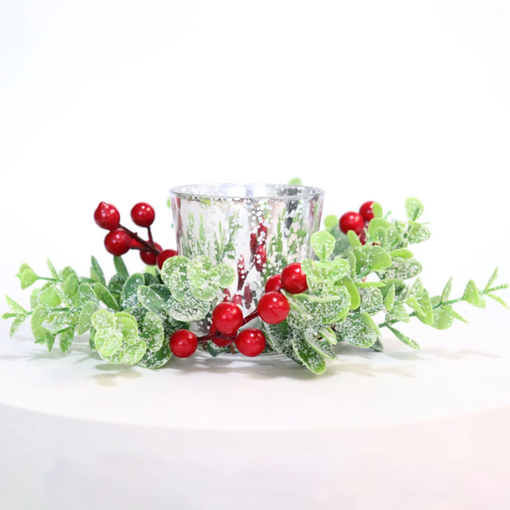 

2Pcs Artificial Christmas Berry Wreath Red Garland Holiday Rings Xmas Door Wall Hanging Decorative Ornaments