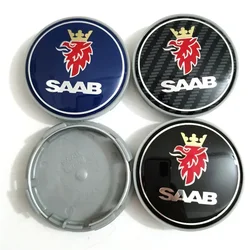 Tapa central de rueda de coche, accesorio de carbono azul y negro, 4 piezas x 63mm, para SAAB 9, 3, 9, 5, 9-3, 9-5