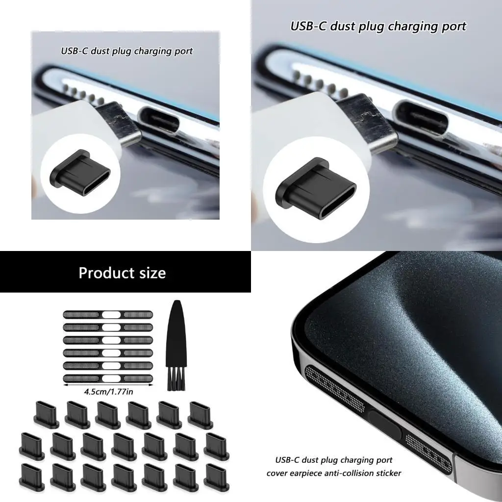 

Paper Base Phone Port Covers & Speaker Protectors Set Strong Charging Port Dust Stoppers 45Mm for Phone D2RC