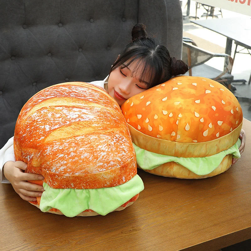 

New Creative Hambuger Shape Pillow Deformation Sofa Good Girl Friend Boyfriend Birthday Gift Chiar Soft Cushion Simulation Food