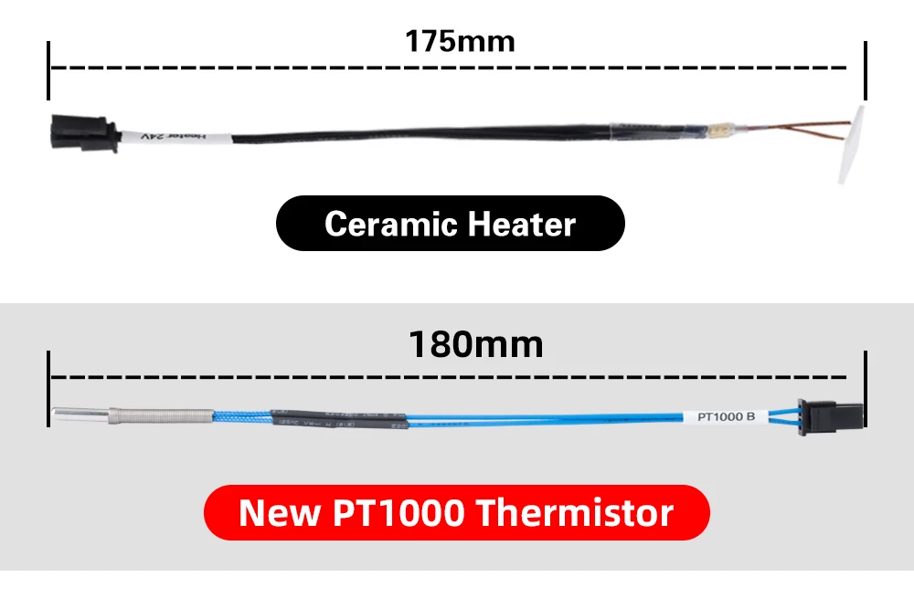 Trianglelab Dragon Ace Hotend-Teile: Kühlkörper, Heizblock, Heatbreak, Heizpatronen, Thermistor PT1000, 104NT-4, Thermoelemente K500 – Detail 5