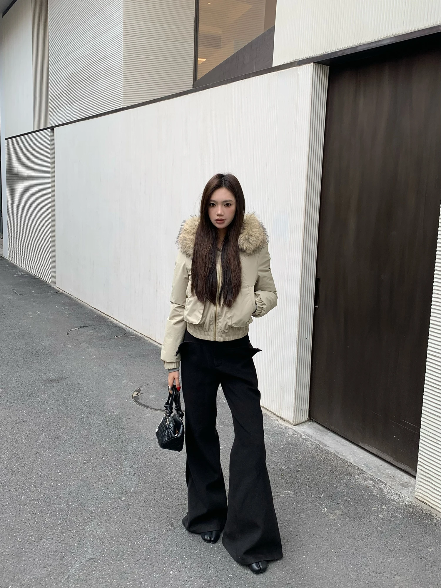 

Bla Flared Woolen Casual Pants for Women 2025 Winter New Sle Spicy Girl Design Comfortable Fce Lined Wide Leg Trousers