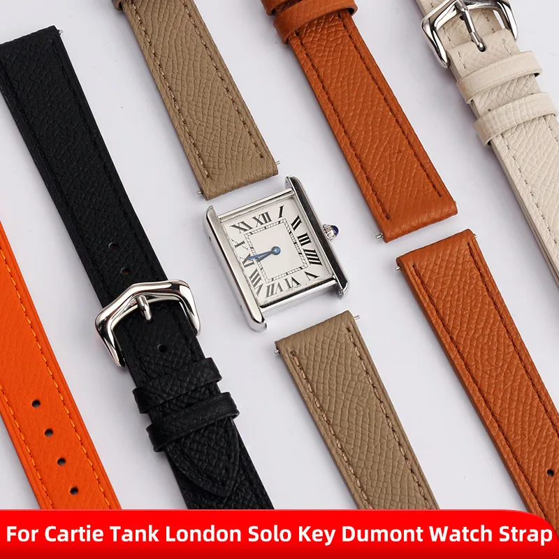 14 16 18mm 20mm Men Women Watchband For Cartier Tank London Solo Key Dumont Watch Strap Genuine Leather Wrist Strap Accessories
