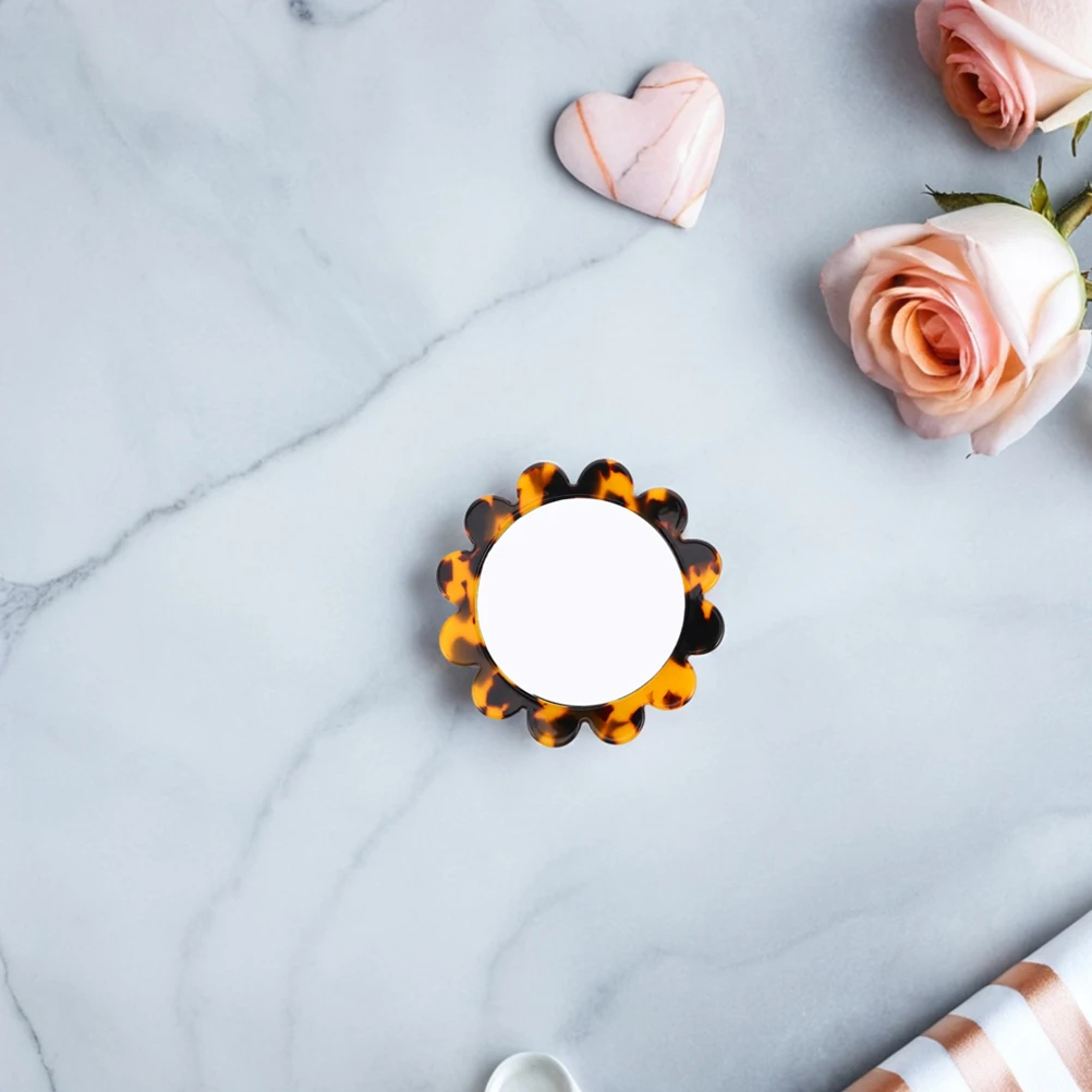 

2Pcs Vintage Pocket Makeup Mirror Small Round Sunflower Compact Portable Travel Handheld Acetate Mirror