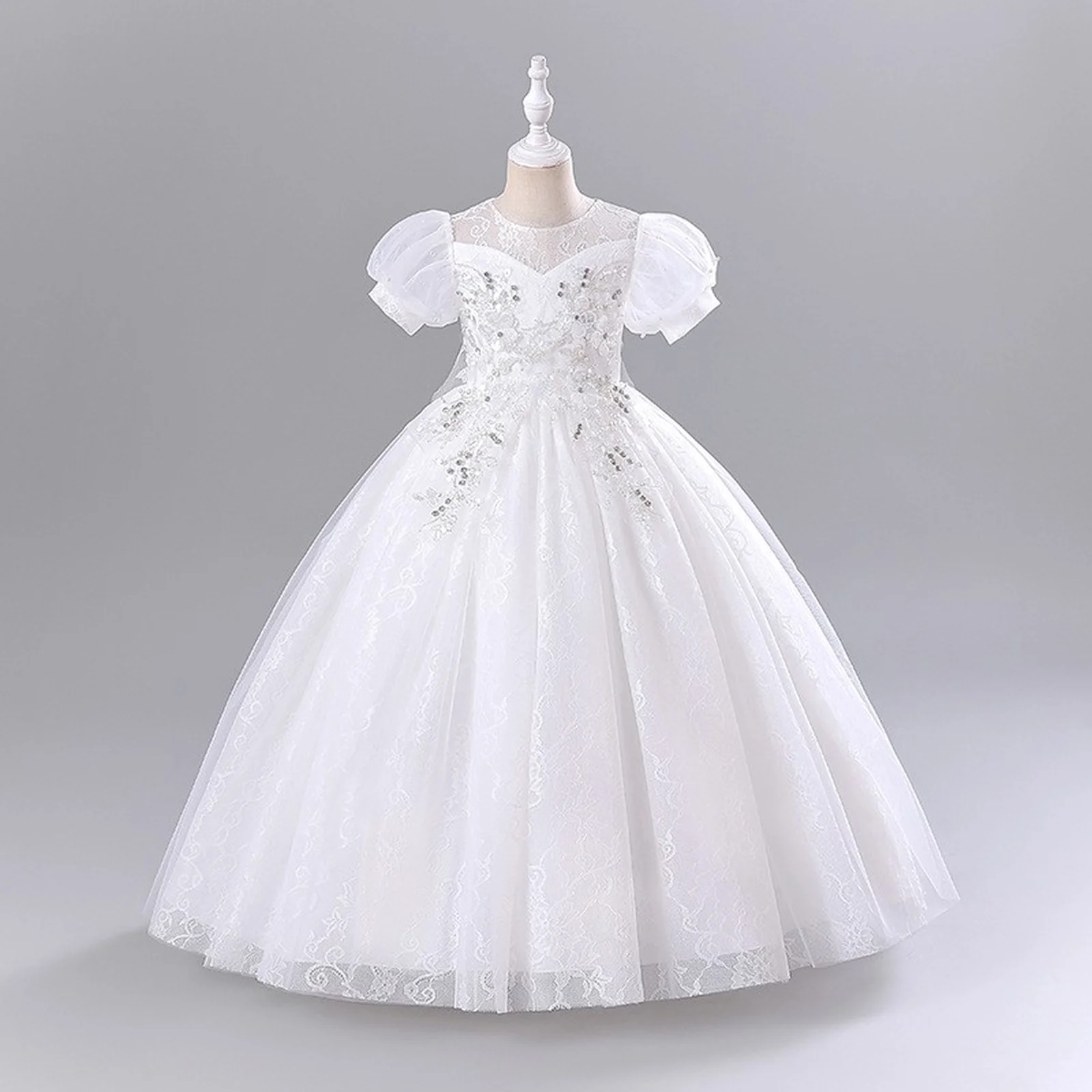 

Formal Occasion Sequin Lace Flower Girls Dresses Luxury Children'S Beaded Elegant Wedding Bridesmaid Graduation Ceremony Costume