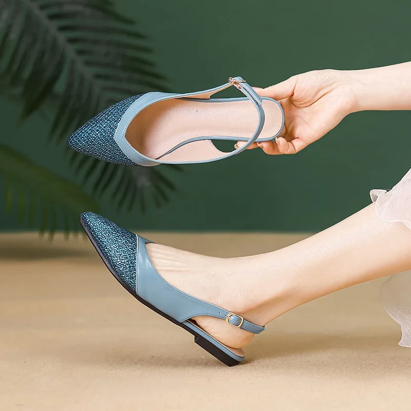 Neue Sommer-Damen-Sandalen mit Weicher Sohle, Rutschfest, Casual, Spitze Einriemen-Pantoletten, Erwachsenen-Flachsandalen, Freizeitschuhe