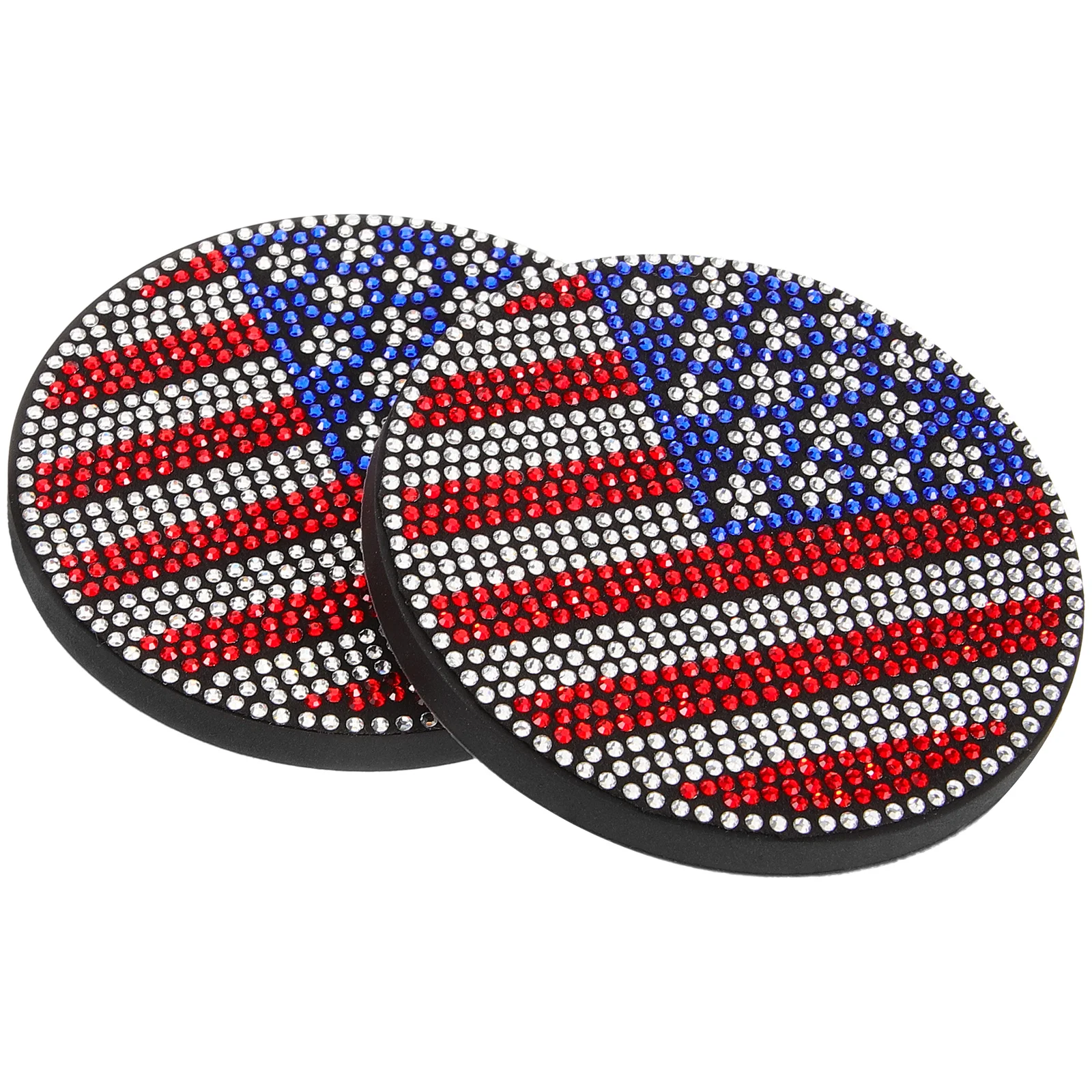 

2pcs Car Diamond Coasters Cup Mats PVC Soft Rubber Non-slip Heat Resistant Reusable Drink Coasters Cup Holders Car Decorations