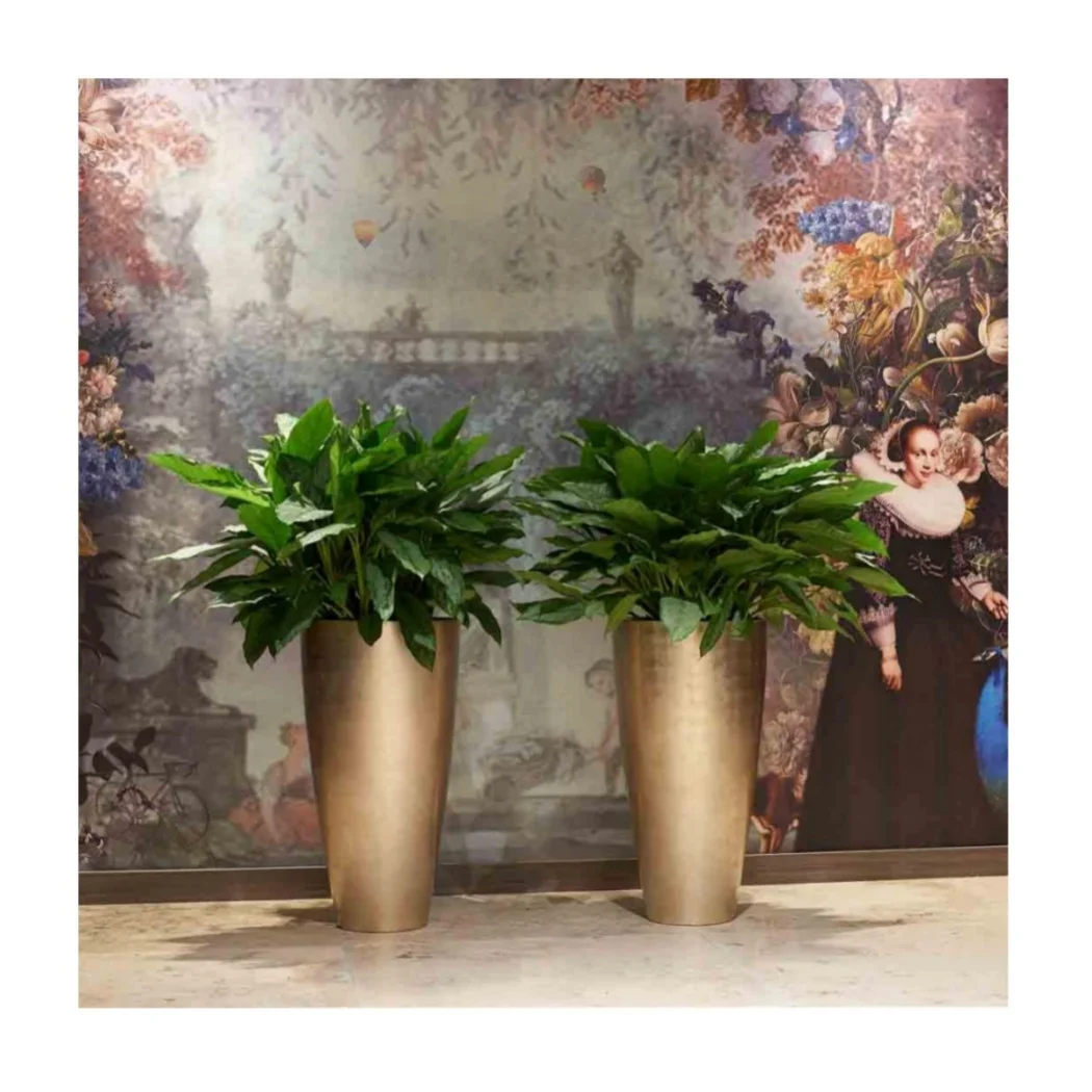 

Современный золотой горшок из стекловолокна, высокий круглый горшок на дереве для внутреннего и наружного использования, глянцевые цветочные горшки для торгового центра, сада, оптовая продажа