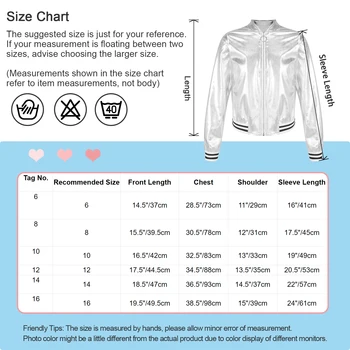 Girls Sequin Dance Jacket 6 Kids Girls Shiny Sequins Hip Hop Jazz Dance Jacket Long Sleeve Zipper Bomber Coat Outerwear Disco Stage Performance Streetwear 6