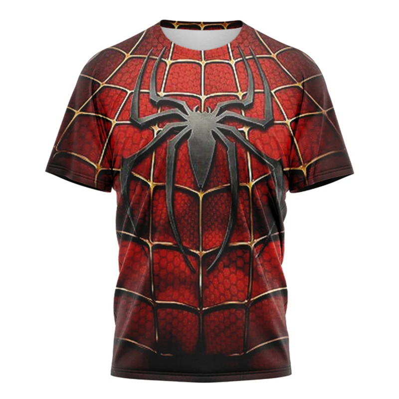 Camiseta con estampado 3D de Spider Web para hombre, camisa de manga corta con cuello redondo, estilo Harajuku, informal, para verano