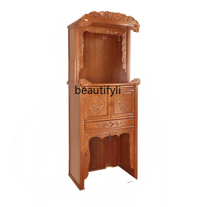 Guanyin Rosewood Buddha Cabinet with Door God of Wealth Cabinet Two-Layer Guan Gong Cabinet Landlord Altar New Chinese Style