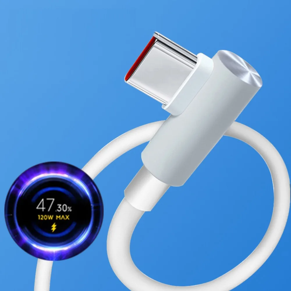 

USB C Type C L Bend Data Cord 120W Fast Charging Original 90 Degree Date Line 1M/1.8M 6A Elbow Fast Charging Cable