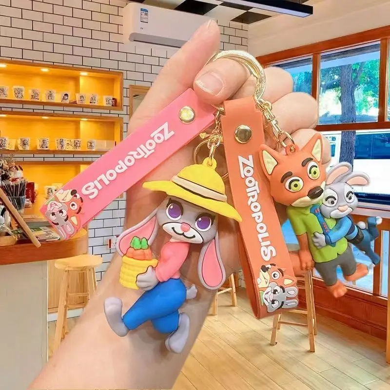 Zootopia شخصية كرتونية بولي كلوريد الفينيل لينة سلسلة مفاتيح من الفينيل إكسسوارات دمي جودي نيك فلاش سوبر لطيف اكسسوارات هدايا العيد #3