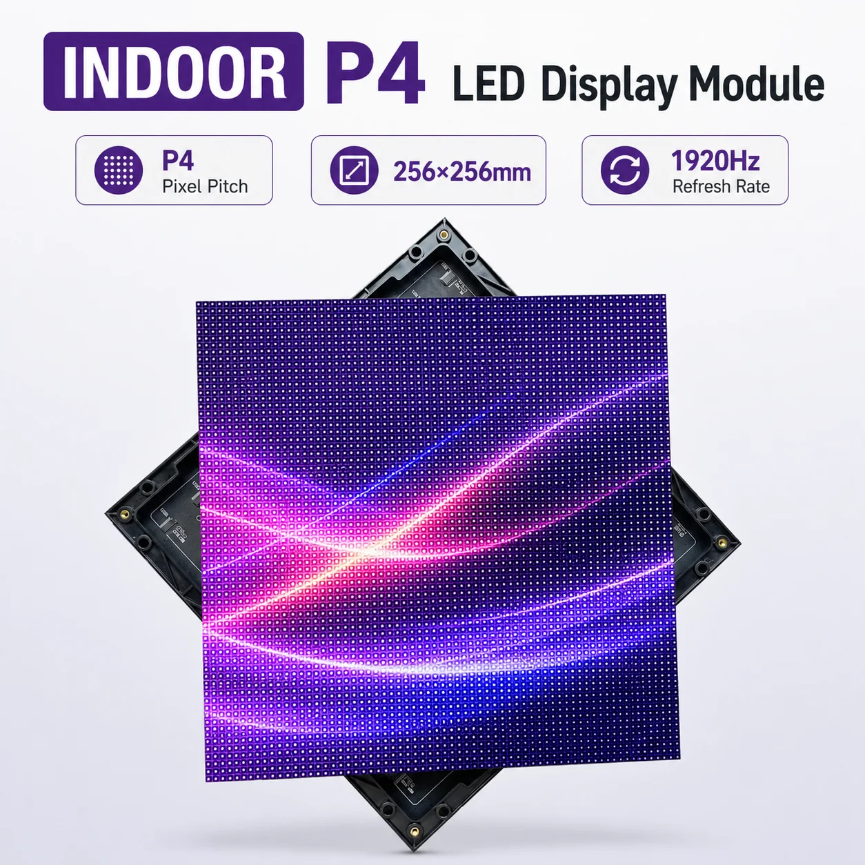 

P4 Indoor SMD RGB Led Video Wall Panel 256x256mm 1/32 Scan 64x64 Pixels HUB75E Port