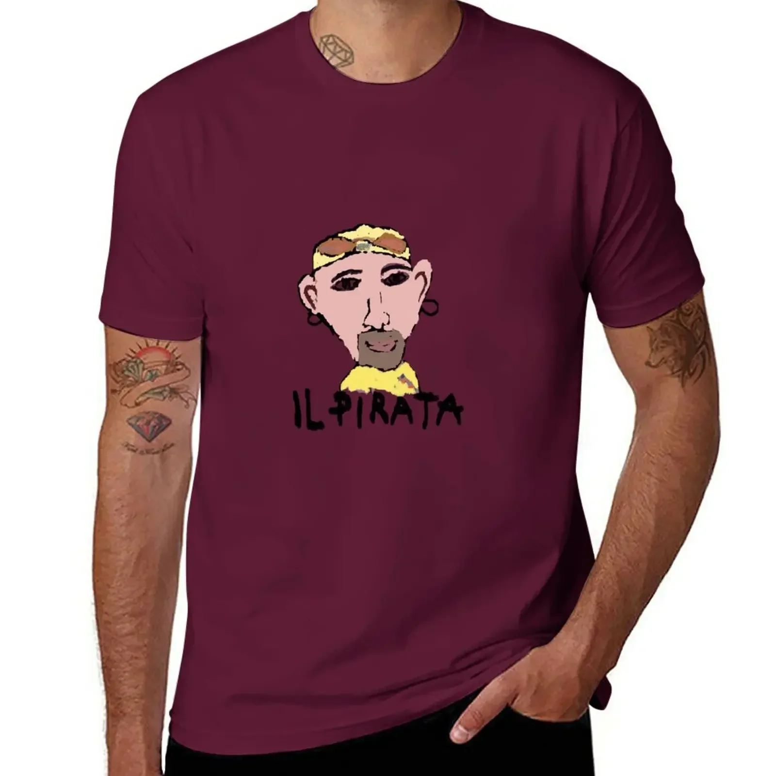 Marco Pantani Il Pirata T-Shirt oversizeds vintage clothes t shirts for men new in tops & tees Short Sleeve Round Collar manga