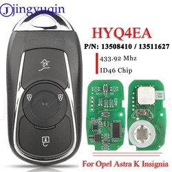 Zdalny kluczyk samochodowy Jingyuqin 433,92 MHz do Opel Astra K Insignia 2016-2022 do Buick Auto Key Fob HYQ4EA P/N: 13508410   / 13511627