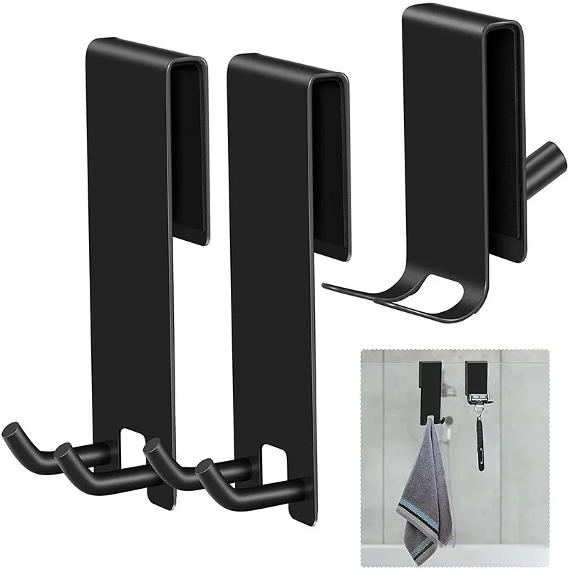 Bathroom Shower Door Hook Over Glass Door Shower Towel Rack Stainless Steel Drilling Free Towel Holder Hanger Glass Door Hooks