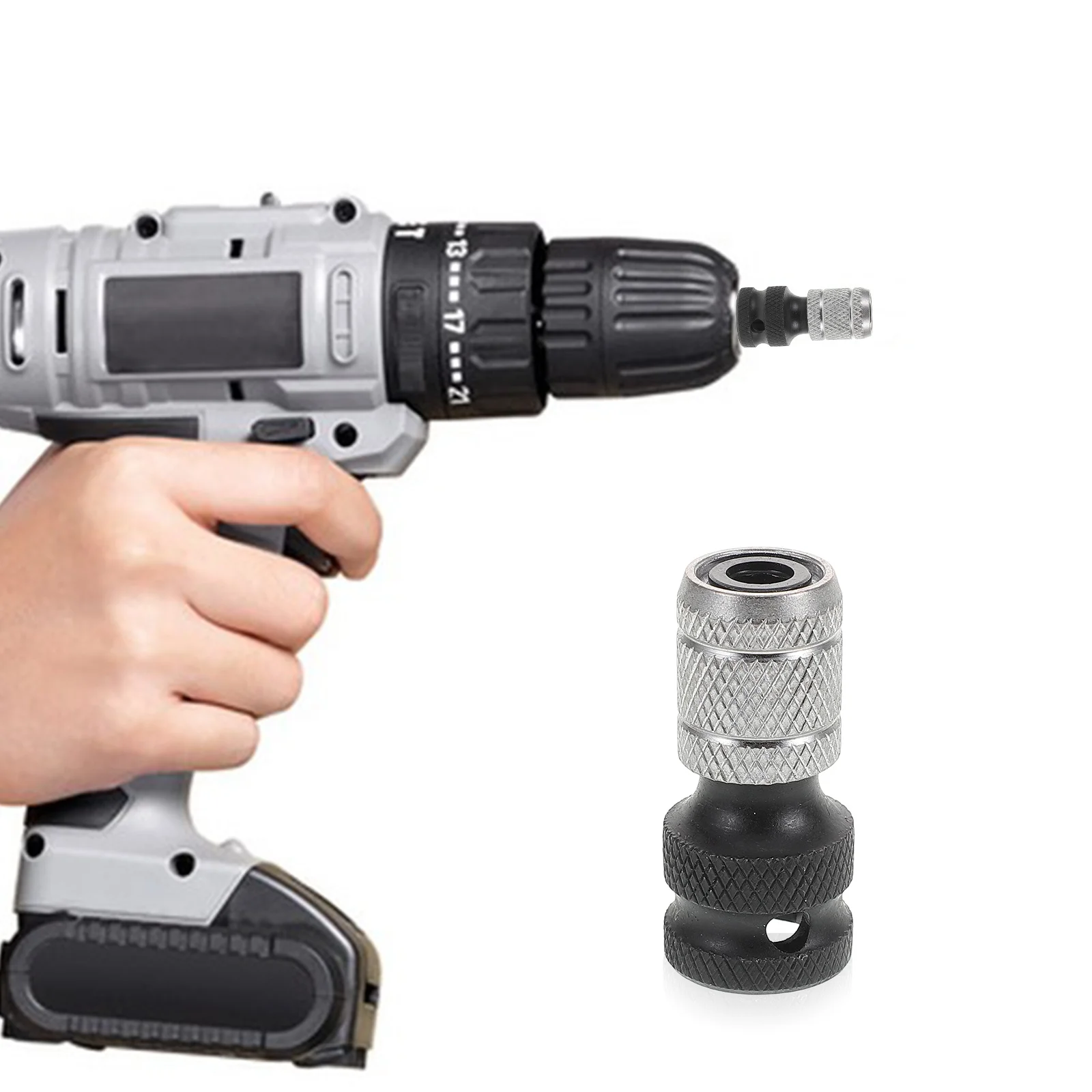 

6.35mm Square Drive to Hex Socket Adapter Strong Build Stable Operation for Impact Driver and Drill Machines Ratchet Extension