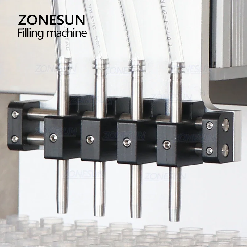 ZONESUN Liquid Filling Machine ZS-XYZ4 Automatic 4 Movable Heads Vial Reagent Ceramic Plunger Pump Tube Chemical Medical