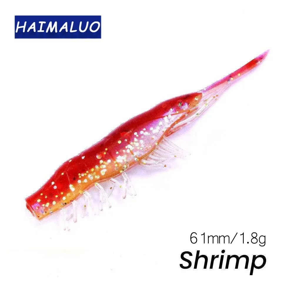 HAIMALUO Silicone Bait Soft Lures Pike Fishing Lure Biting Shrimp Carp Bass Sea Worm Swimbait Rockfishing Artificial Baits Gamba