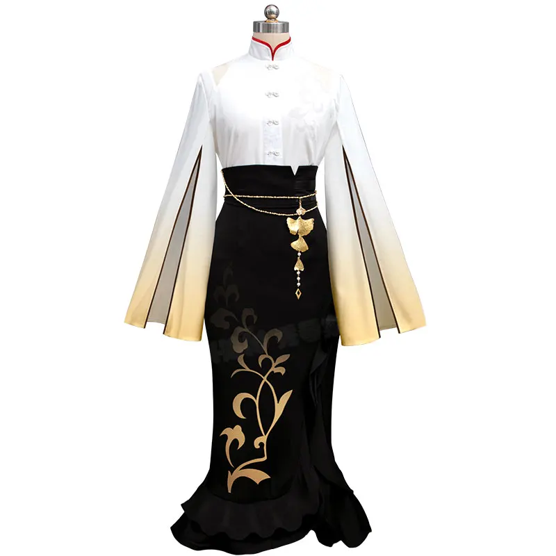 Game Anime  Cosplay Ningguang Outerwear Dress Skirt Glove Waist Chain Hairpin Wig Necklace Suit Set Costume