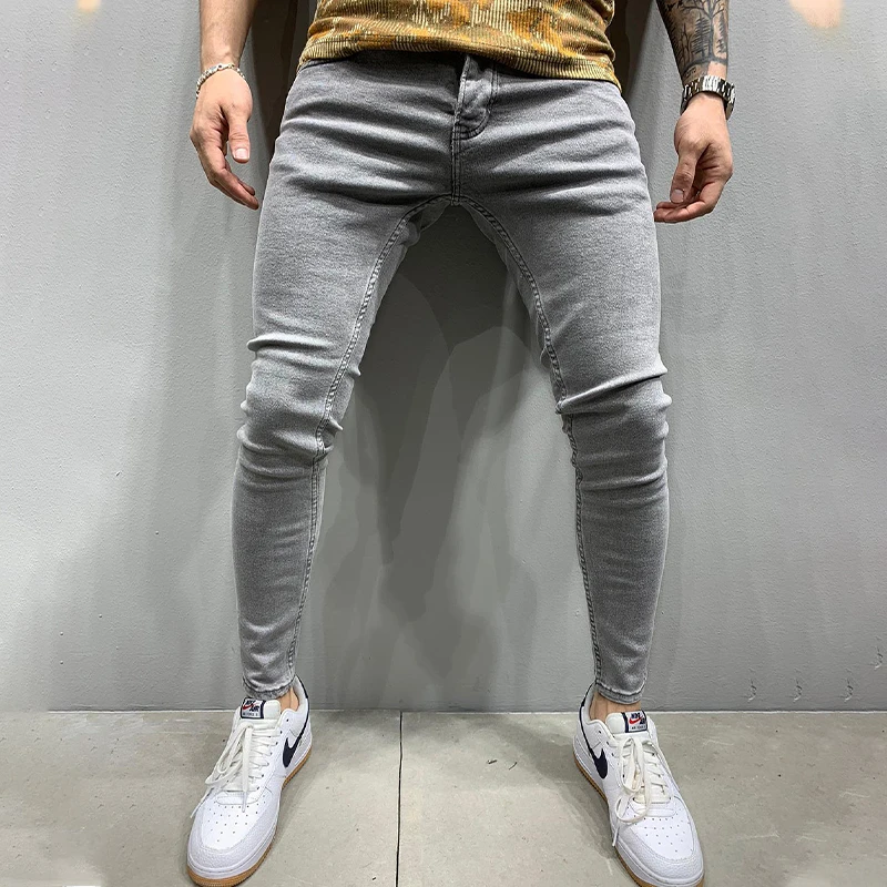 

Men's Jeans 2023 New Soild Stretch Slim Denim Pants Autumn Fashion Streetwear Pants Men Clothing Jeans Y2K Man