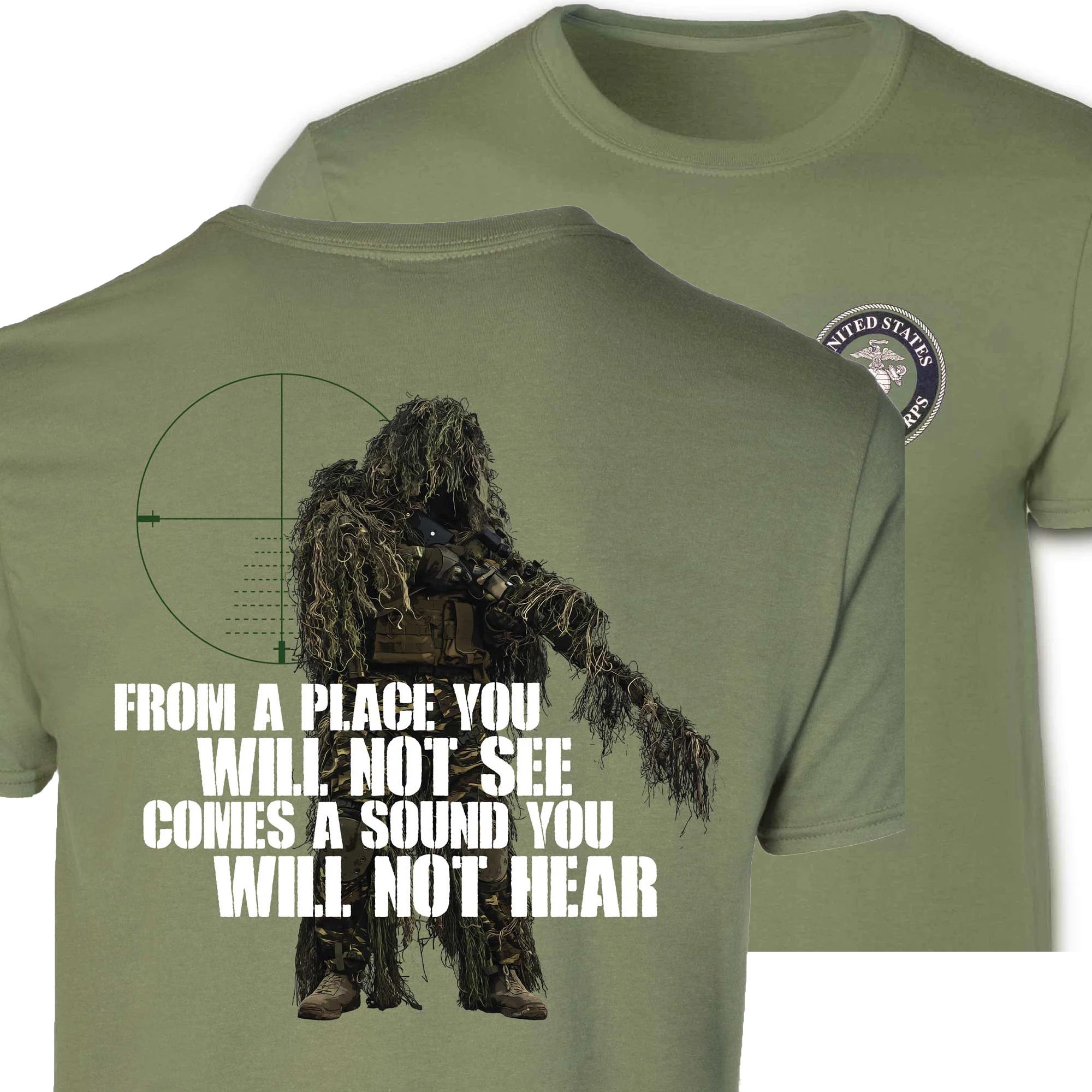 From A Place You Will Not See. US Marine Corps Sniper T-Shirt 100% Cotton O-Neck Short Sleeve Casual Mens T-shirt Size S-3XL