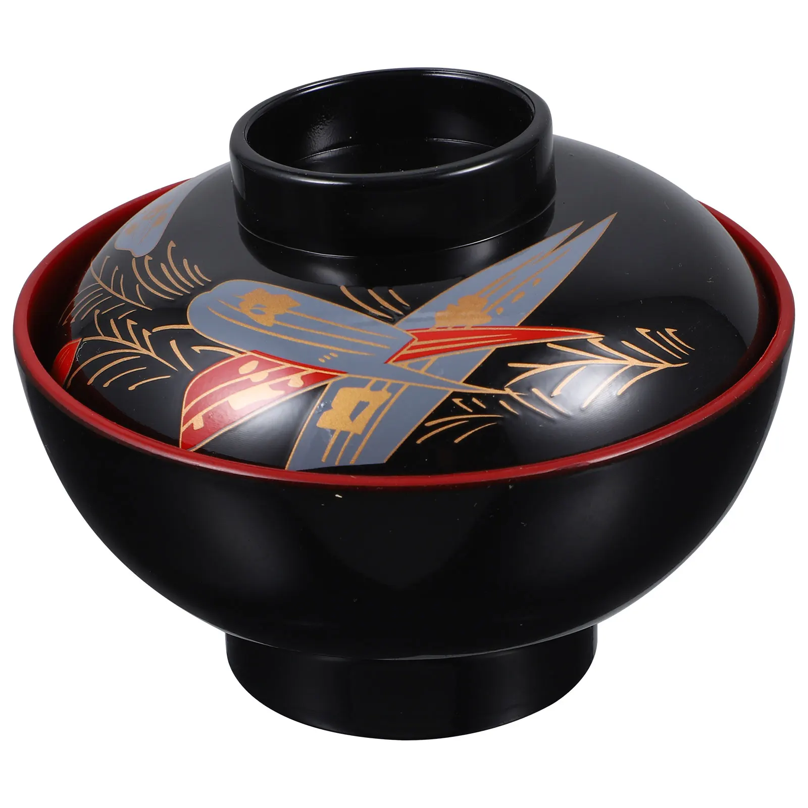 

Flower Bowl Japanese Rice Lidded Soup Food Container Red Rose Maple Leaf Pattern Multi-Function Exquisite Bowls