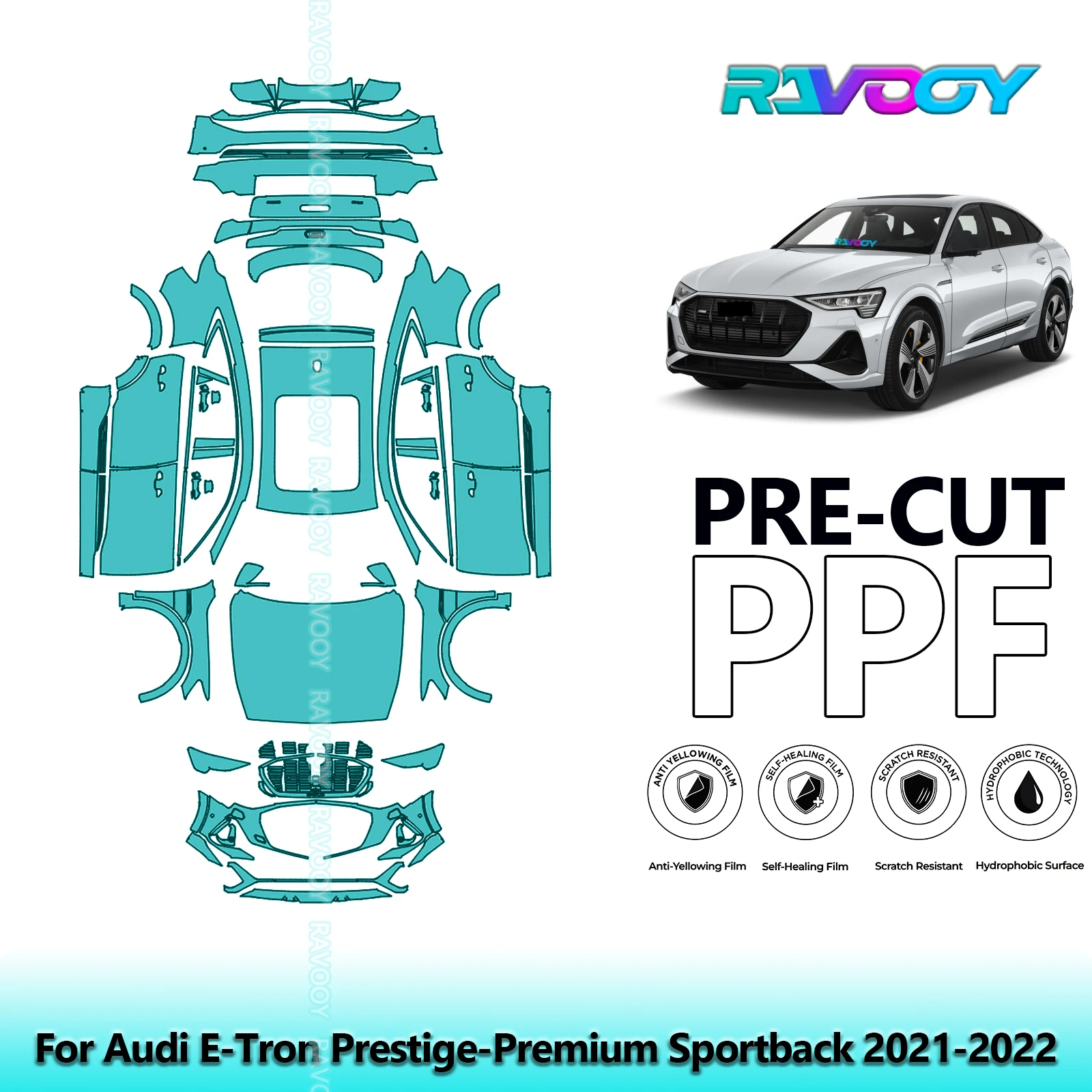 

Full Vehicle Clear Bra Precut PPF Paint Protection Film For Audi E-Tron Prestige-Premium Sportback 2021-2022