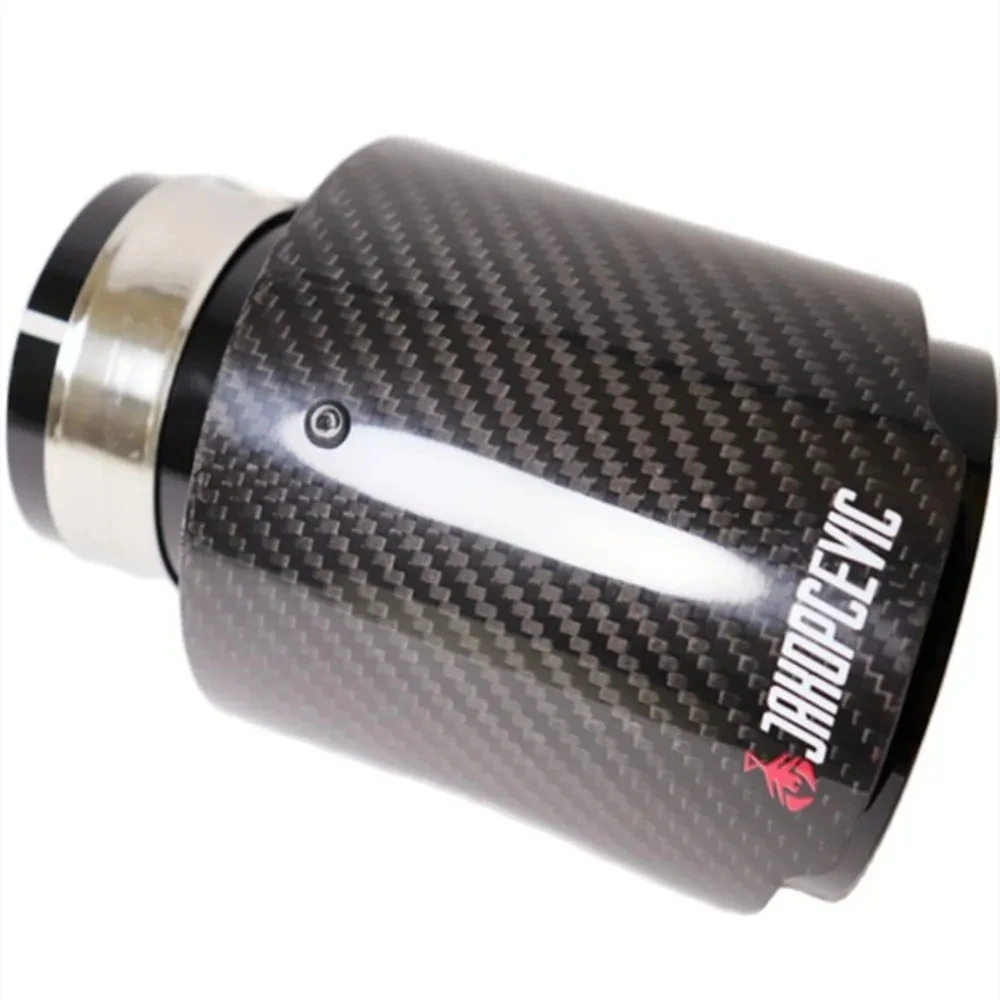 Car Glossy Carbon Fiber Muffler Tip Exhaust System Pipe Mufflers Nozzle Universal Straight Stainless Black For Akrapovic