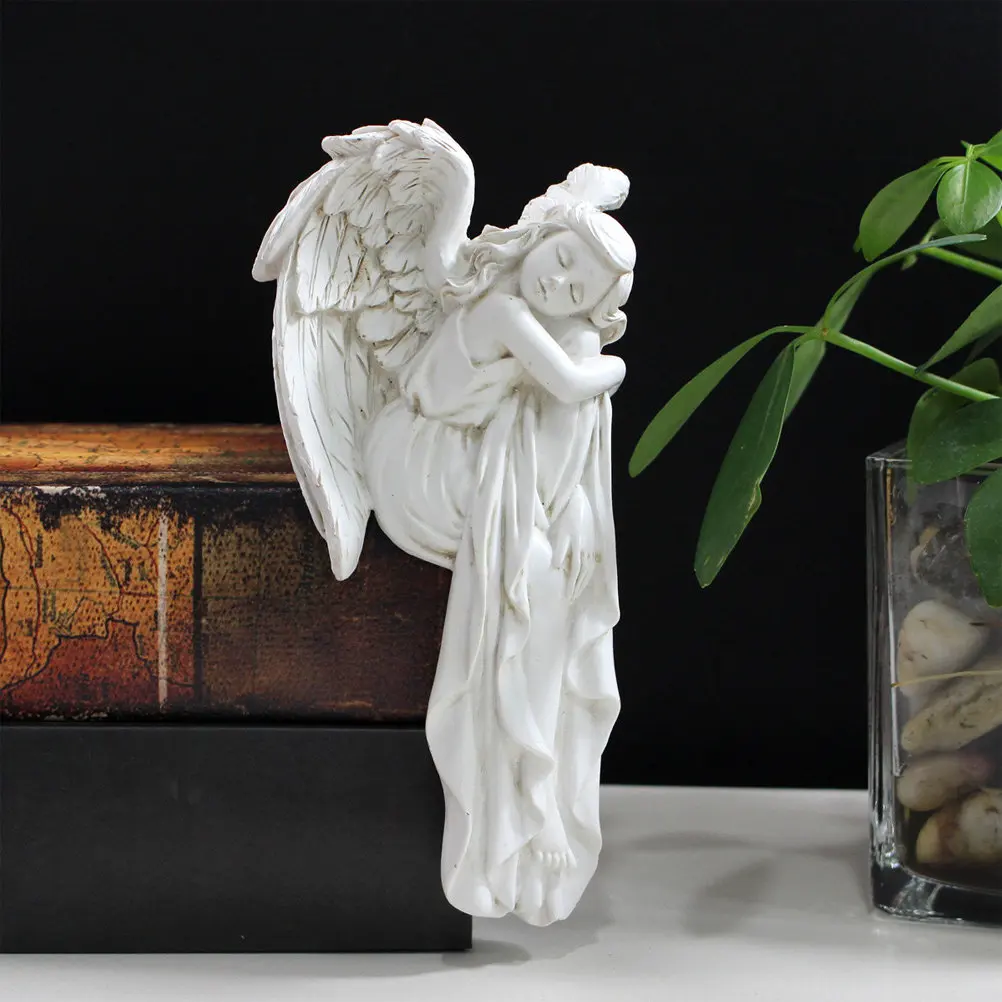 2Pcs Resin Angel Door Frame Decor Classic Sleeping Pose Wall Hanging Ornament for Christmas Home Hotel Mall Window Door Corner